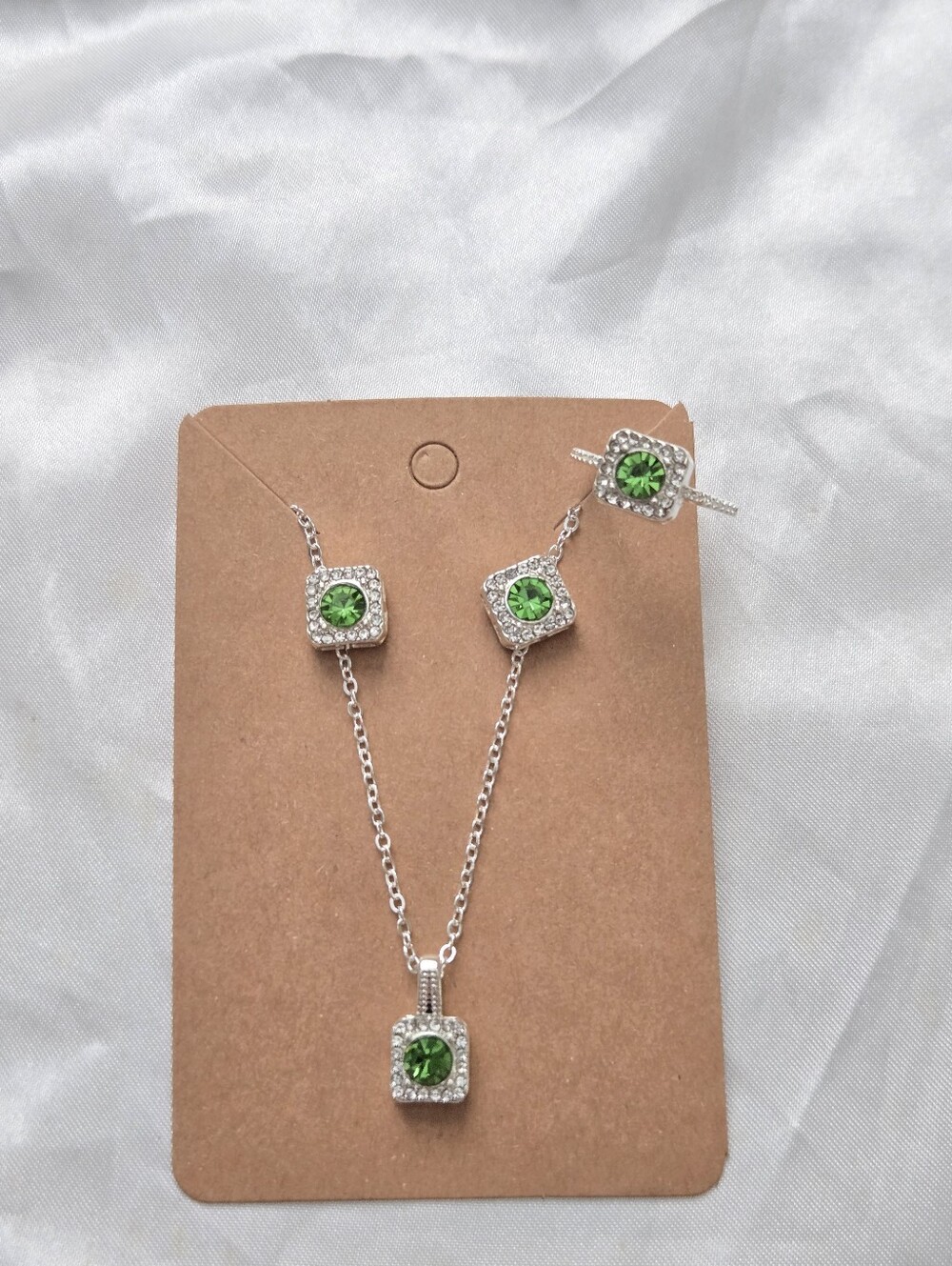Silver White Necklace, Ring & Earring Set - Picture 3 of 3